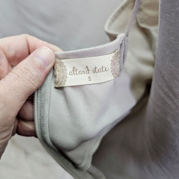 Altar'd State Champagne Beaded Sparkle Faux Wrap Mini Dress Size Small - Picture 5 of 12